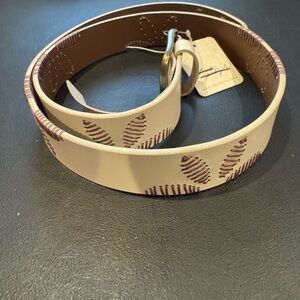 Free People Feather Pattern Cream and Brown Belt